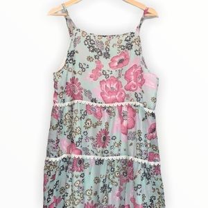 Maroths Tiered Floral Maxi Boho Tank Dress Size L